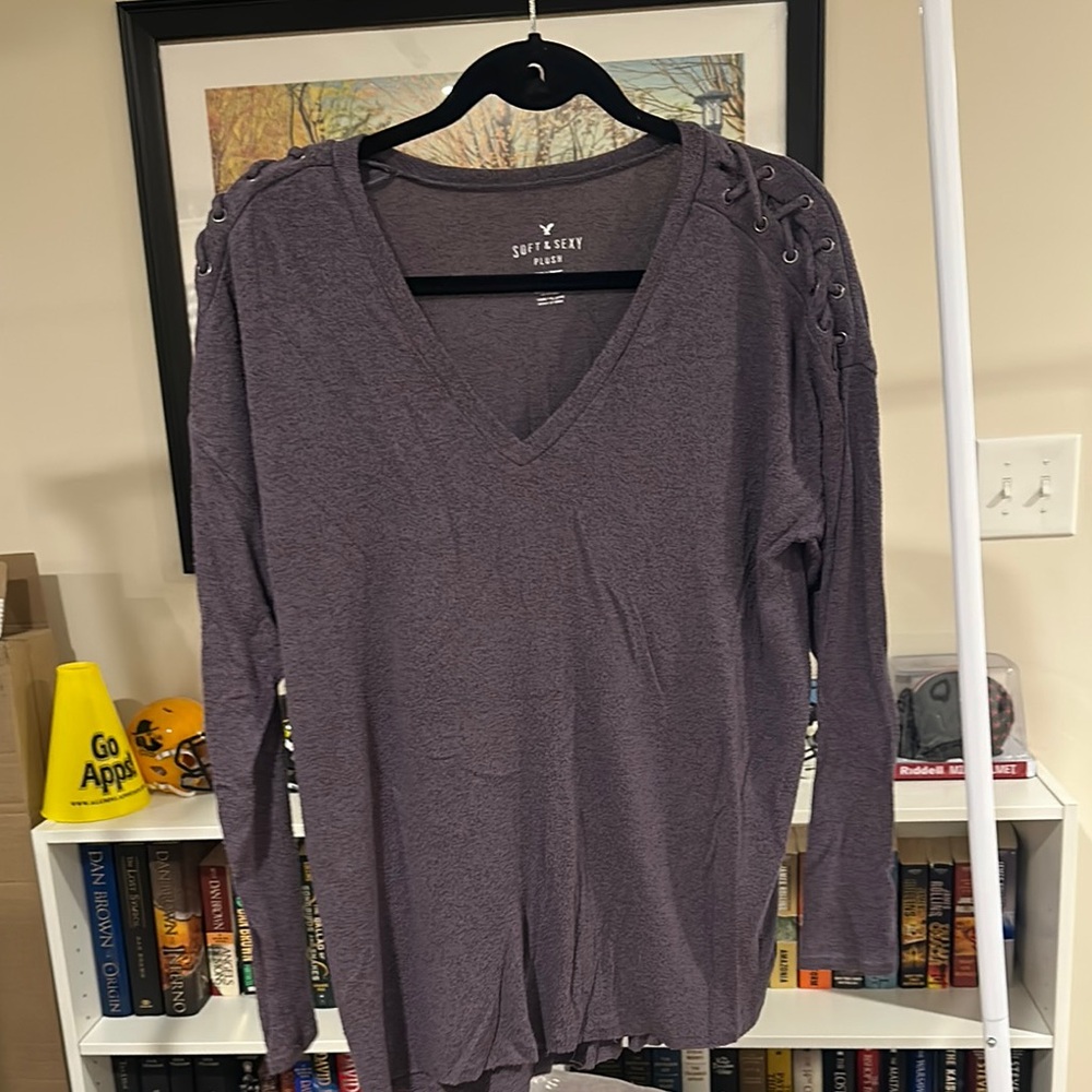 Soft Surroundings Purple Lace-Up Women's Top